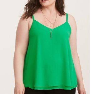 Green Double Layer Swing Cami V neck Torrid 3